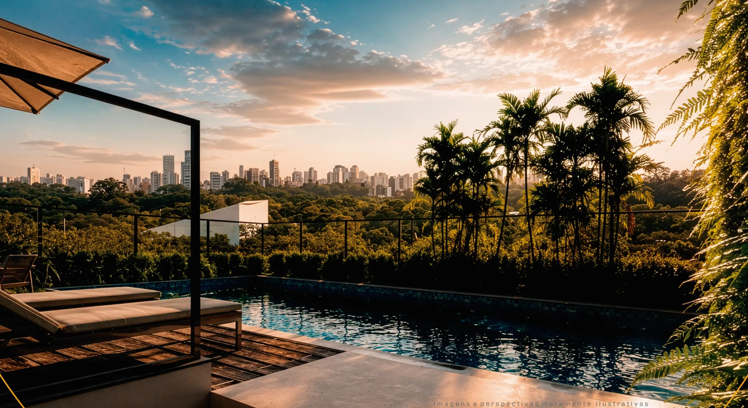 Piscina do rooftop com vista panorâmica para São José dos Campos
